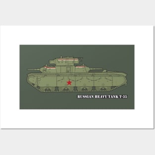 The symbol of Soviet pre-war tank building is the T-35 tank Posters and Art